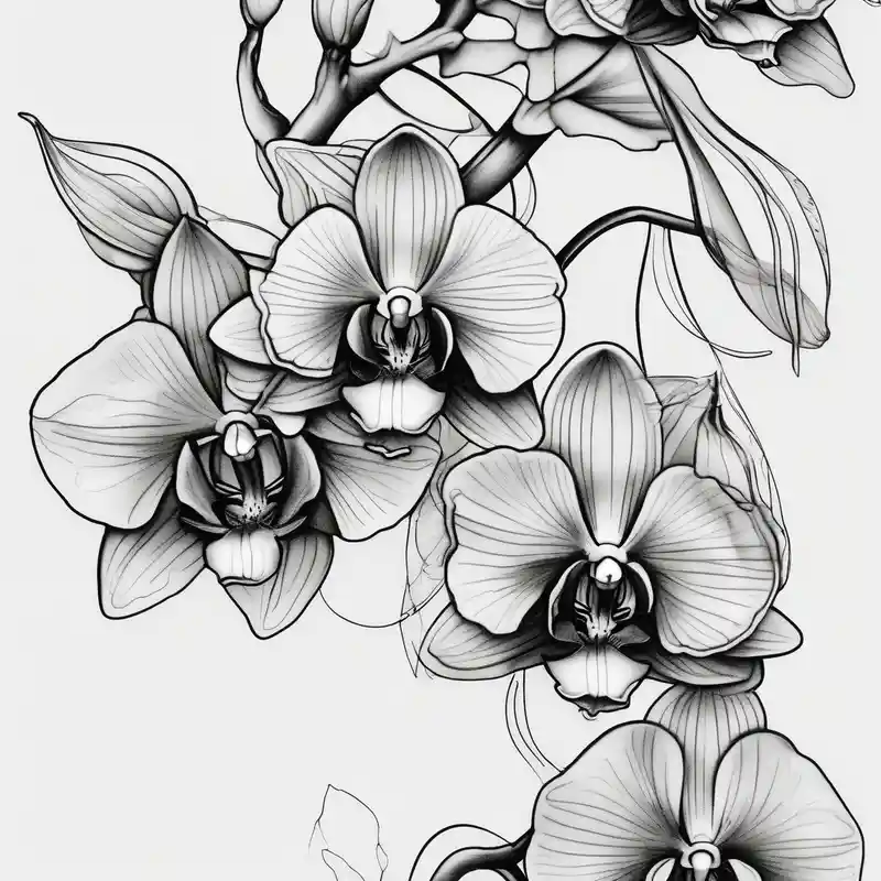 black and white style Idées de tatouages de trois croix en 2025 about Three fine line orchids different size realistic and a mix of vagina. Are connected with branches ed-tiger-lilly-is-fun-size-for-a-reason and Three fine line orchids different size realistic and a mix of vagina. Are connected with branches ed-tiger-lilly-is-fun-size-for-a-reason