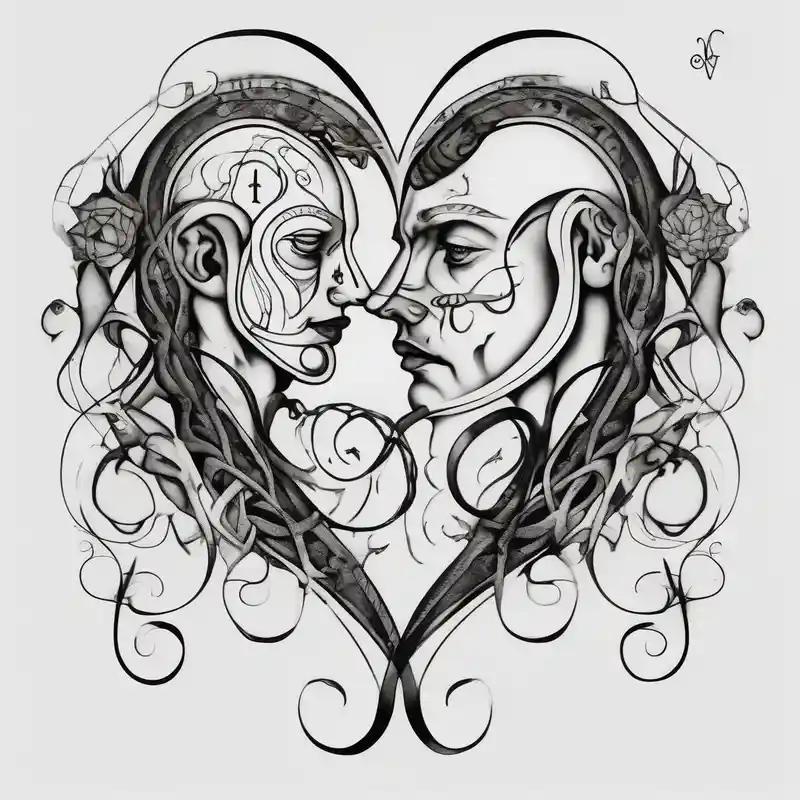 surreal style Elderly People Tattoos: A Comprehensive Guide about Paired tattoo for a girl and a guy and together forever