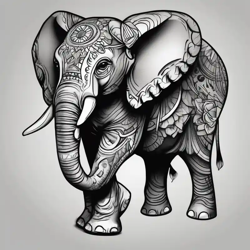 black and white style 2025年の象のタトゥーアイデア about cute Elephant and cute Elephant