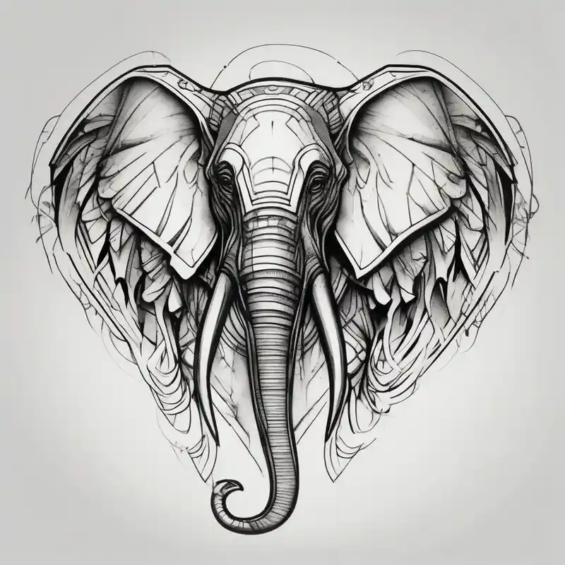 sketch style Idées de tatouages d'éléphants en 2025 about winged elephant and winged elephant