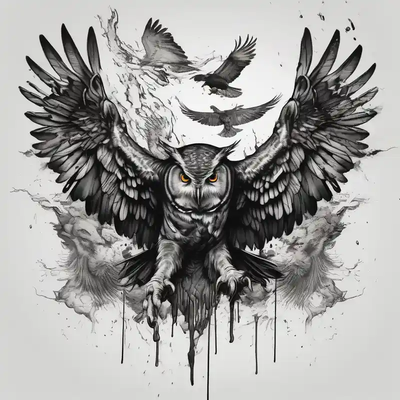 watercolor style Owl Tattoo Meanings and Symbolism Guide 2025 & free generation about owl attacks crow attacks eagle attacks elephant and owl attacks crow attacks eagle attacks elephant