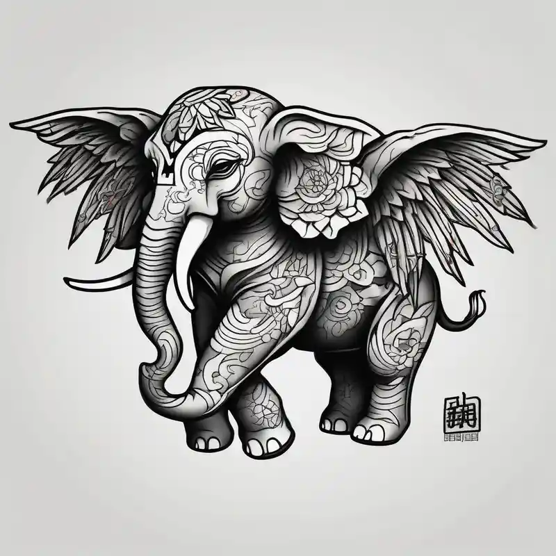 japanese style 2025年の象のタトゥーアイデア about cute elephant with wings and cute elephant with wings