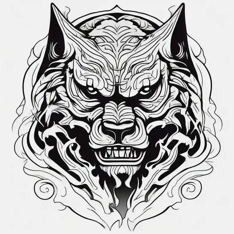 japanese style Wolf Tattoos Tattoo Ideas in 2024 about Werewolf face facing forward with a white and black eye very well detailed 
hand tattoo eyelid-eyes and Werewolf face facing forward with a white and black eye very well detailed 
hand tattoo eyelid-eyes