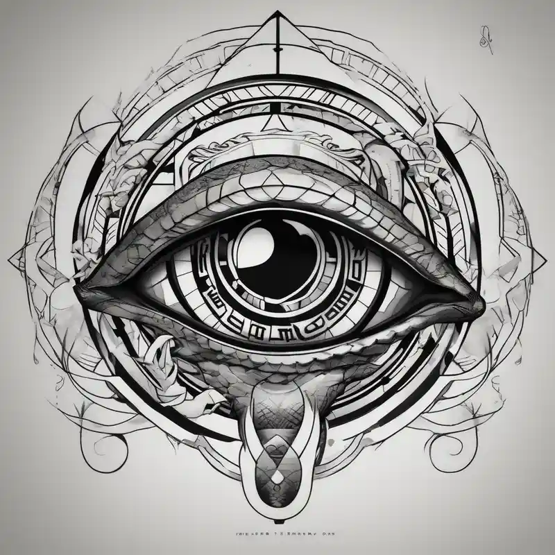 geometric style Clock Tattoo Ideas in 2024 about human eye wrapped around snake and pupil is a clock eyelid-eyes and human eye wrapped around snake and pupil is a clock eyelid-eyes