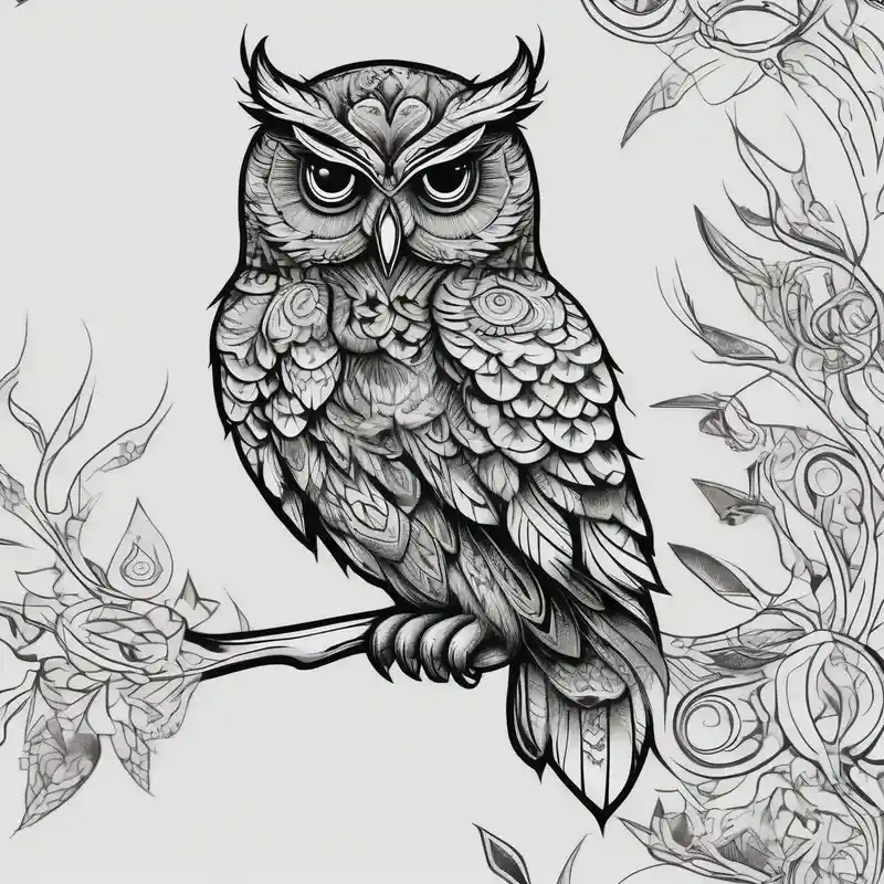 old school style Owl Tattoo Designs in 2024 about “A wise owl perched on a branch and with large