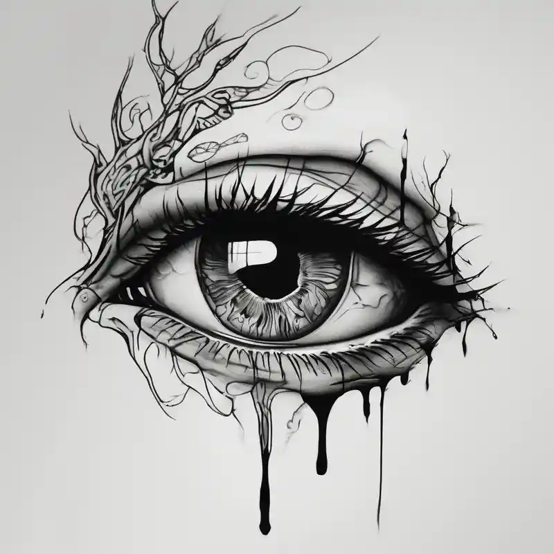 surreal style Male Sleeve Tattoo Designs and Ideas about Male eye looking to the side and bleeding eyelid-eyes and Male eye looking to the side and bleeding eyelid-eyes