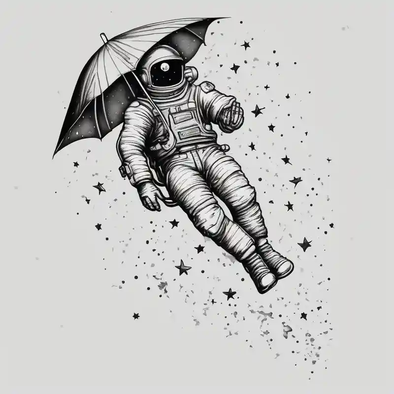 realistic style Star Tattoo Ideas and Designs in 2024 about floating astronaut and with stars for eyes