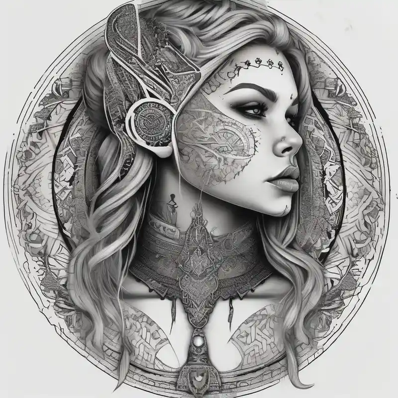 dotwork style Viking Tattoo Designs Male with Meaning in 2025 & free generation about Viking and feminine warrior