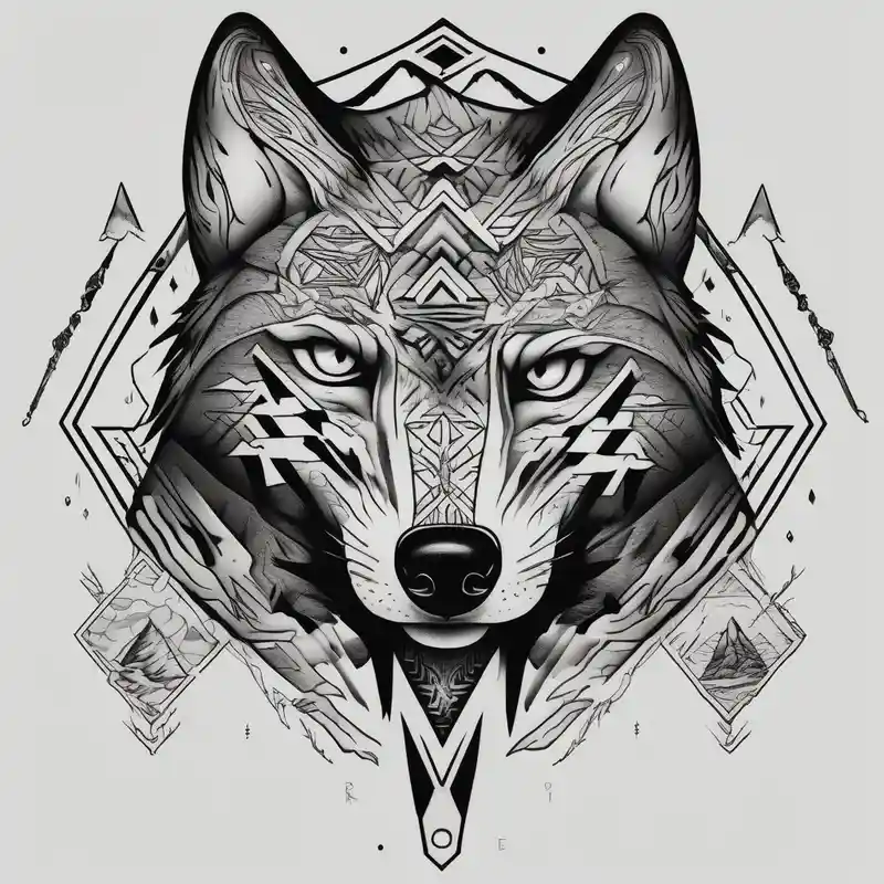 blackwork style Wolf Tattoos Tattoo Ideas in 2024 about Mountains and wolf eyes underneath eyelid-eyes