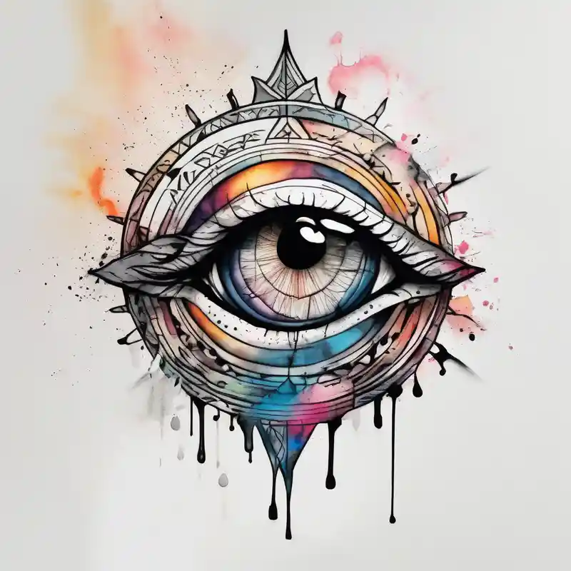 watercolor style Moon Tattoo Designs and Meanings about A eye and the moon on the right side