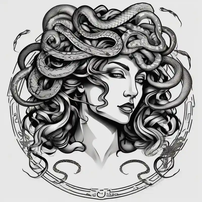 black and white style Idées et Designs de Tatouages de Serpent en 2025 &Générer gratuitement about Scary Greek female god medusa with snake hairs female-designs and Scary Greek female god medusa with snake hairs female-designs