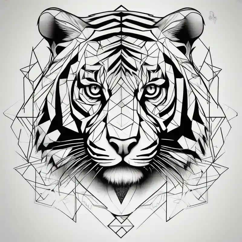 geometric style 213 Ideas de Diseño de Tatuajes en 2025 & Generar gratis about powerful majestic tiger with an extended sleeve design female-designs and powerful majestic tiger with an extended sleeve design female-designs