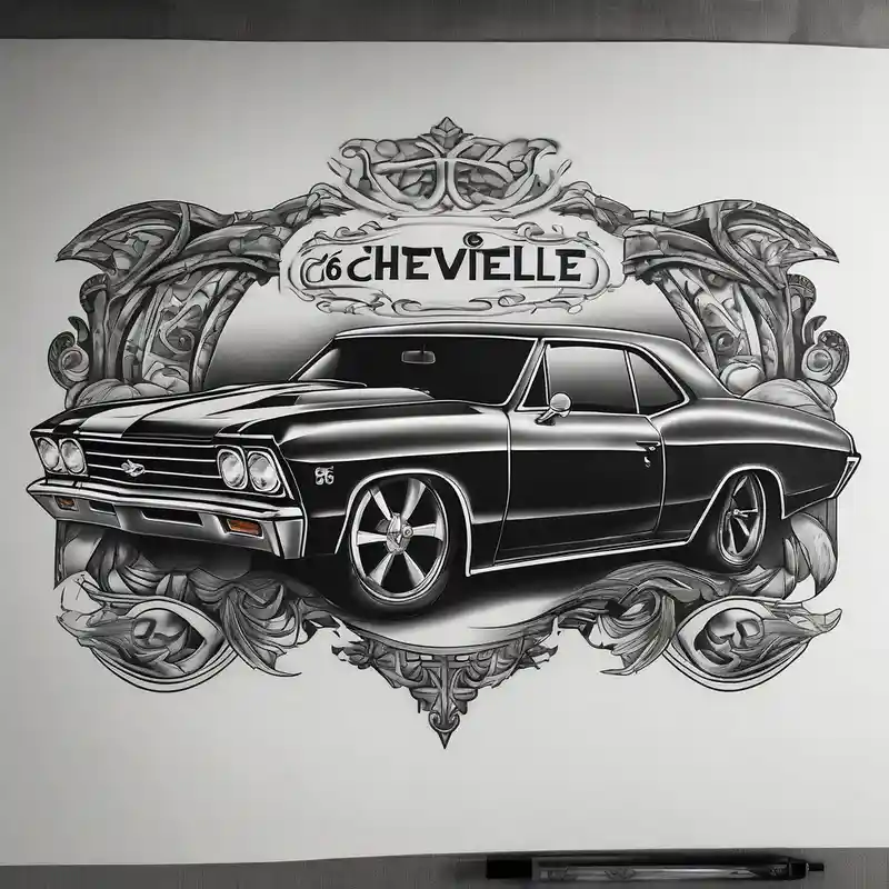 black and white style Idées de tatouages réalistes en 2025 about Can you design a surrealism tattoo that says “66 Chevelle” female-designs and Can you design a surrealism tattoo that says “66 Chevelle” female-designs