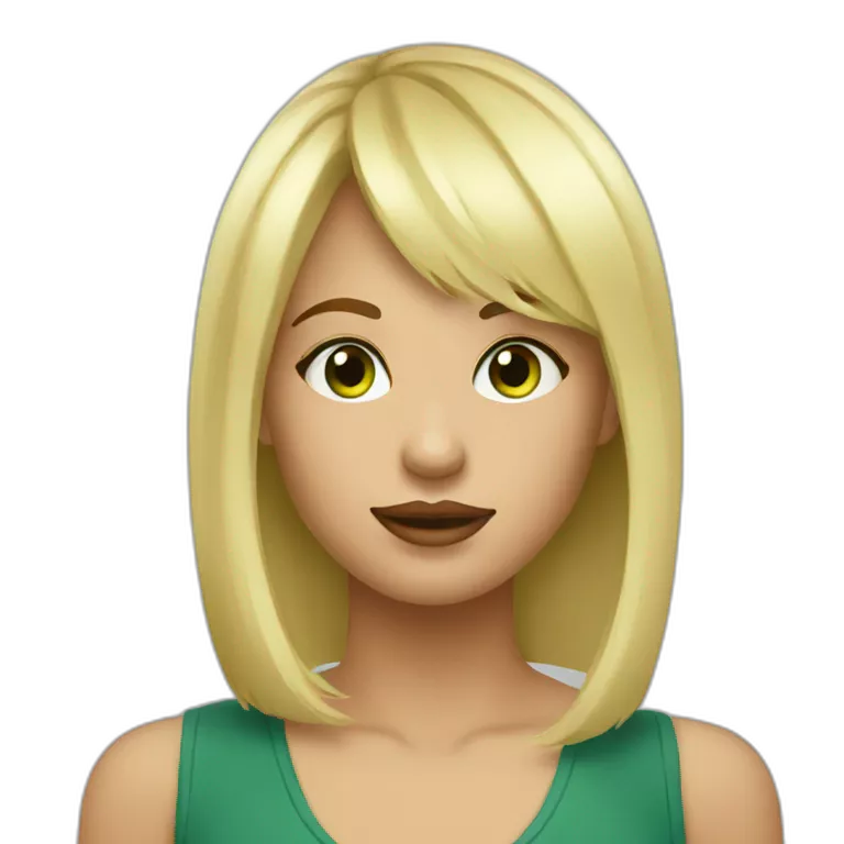 Fille aux yeux vert blonde avec une frange