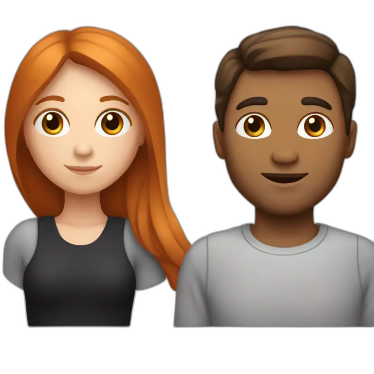 Fille rousse en couple avec un homme avec des cheveux noirs