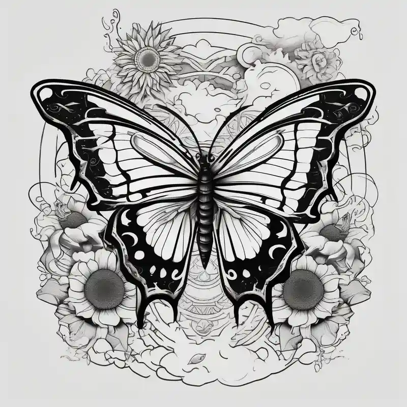 japanese style Book Tattoo Ideas in 2025 about Butterfly and sunflower