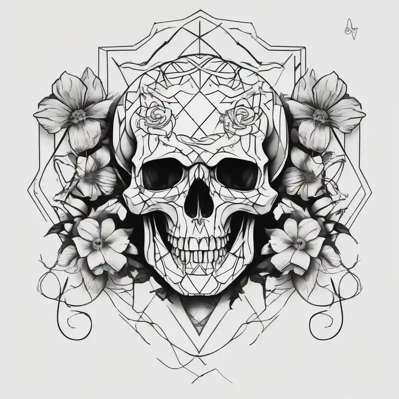 geometric style Snake Tattoo Ideas and Designs in 2024 about Skull with flowers and snakes and Skull with flowers and snakes