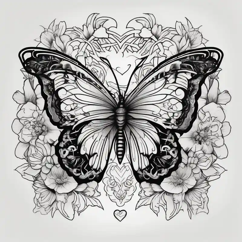 blackwork style Tatuajes en el Esternón para Mujeres Ideas de Tatuajes en 2025 about Butterfly with flowers and hearts sternum tattoo and Butterfly with flowers and hearts sternum tattoo