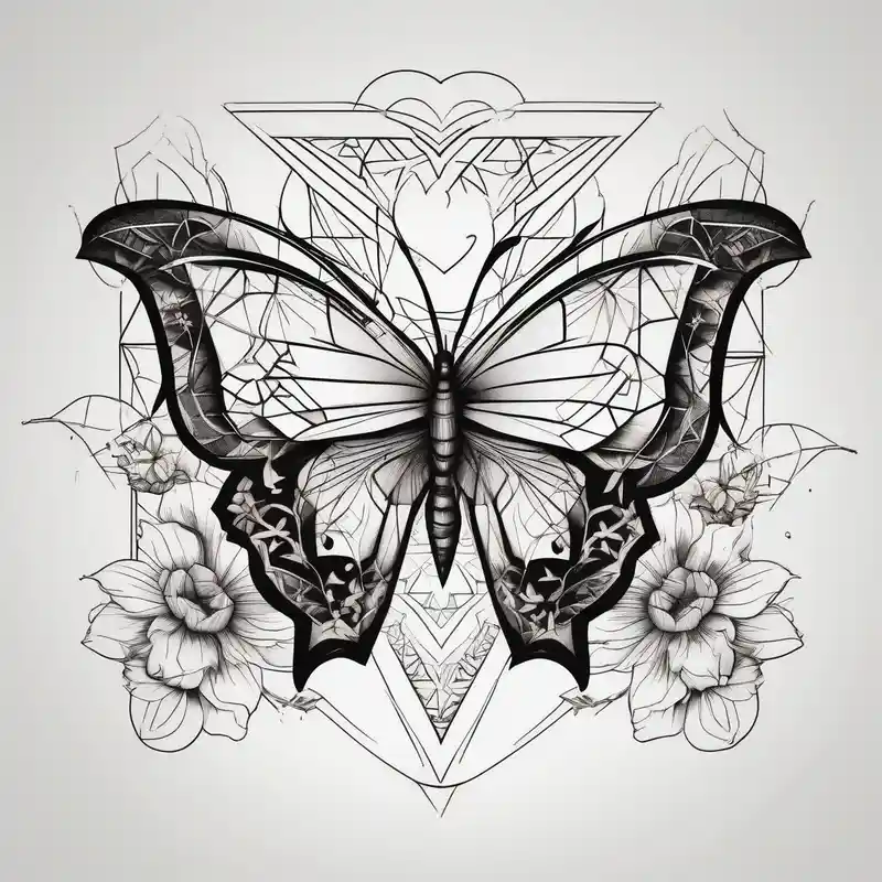 geometric style Tatuajes en el Esternón para Mujeres Ideas de Tatuajes en 2025 about Butterfly with flowers and hearts sternum tattoo and Butterfly with flowers and hearts sternum tattoo