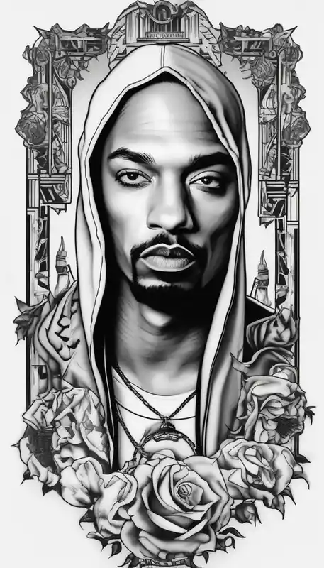 blackwork style Female Tattoo Ideas in 2025 about Eminem and snoop dog leg sleeve for female foo-dog and Eminem and snoop dog leg sleeve for female foo-dog