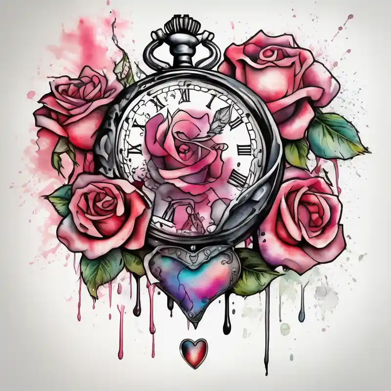 watercolor style Tatouage avec des idées de tatouages pour femmes en 2025 about The name Jaylah With Roses and Foot Print and Pocket watch shaped like a Heart on forearm foot-for-women and The name Jaylah With Roses and Foot Print and Pocket watch shaped like a Heart on forearm foot-for-women