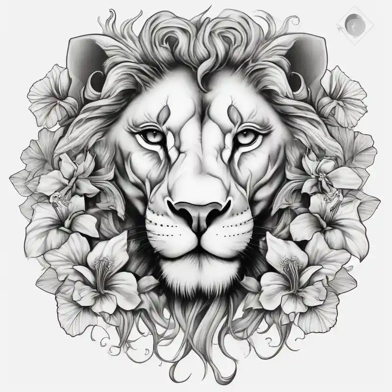 realistic style Idées et Designs de Tatouages d'Avant-Bras pour Hommes en 2025 &Générer gratuitement about Women lion with hibiscus flowers with moon and sun something inspirational and meaning for the forearm foot-for-women and Women lion with hibiscus flowers with moon and sun something inspirational and meaning for the forearm foot-for-women