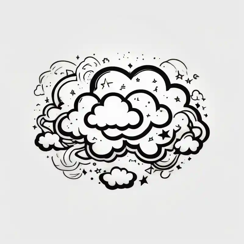 cartoon style Ideas de tatuajes de pulsera en 2025 about A wrist tattoo in a format of a cloud with the bracelet orientation and inside of this cloud I want galaxy stars and planets and A wrist tattoo in a format of a cloud with the bracelet orientation and inside of this cloud I want galaxy stars and planets