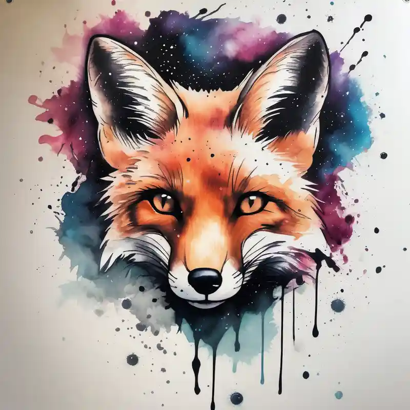 watercolor style Galaxy Tattoo Ideas in 2025 about vibrant fox and galaxy