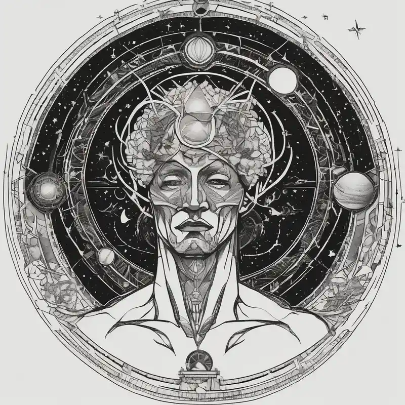 blackwork style 2025年のギャラクシータトゥーアイデア about Jehovah looking out at the marvels of his creation from the atoms to the galaxy and celestial beings and Jehovah looking out at the marvels of his creation from the atoms to the galaxy and celestial beings