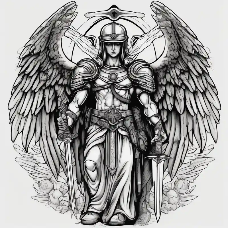 old school style Ideas para tatuajes bíblicos en 2025 & Generar gratis about Holy Archangel and Biblical