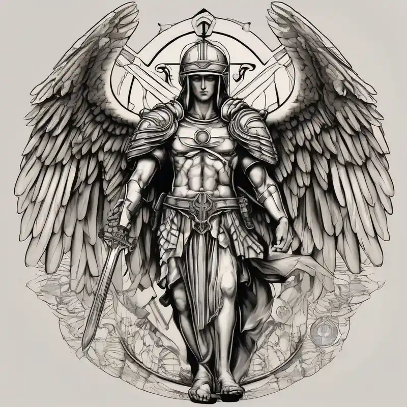 sketch style Christian Tattoos for Men in 2025 & free generation about Holy Archangel and Biblical