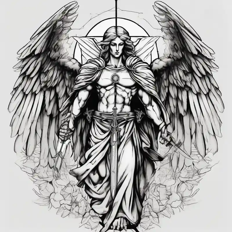 sketch style Ideas de tatuajes de Ver No Mal, Oír No Mal, Hablar No Mal en 2025 about Holy Archangel and Biblical