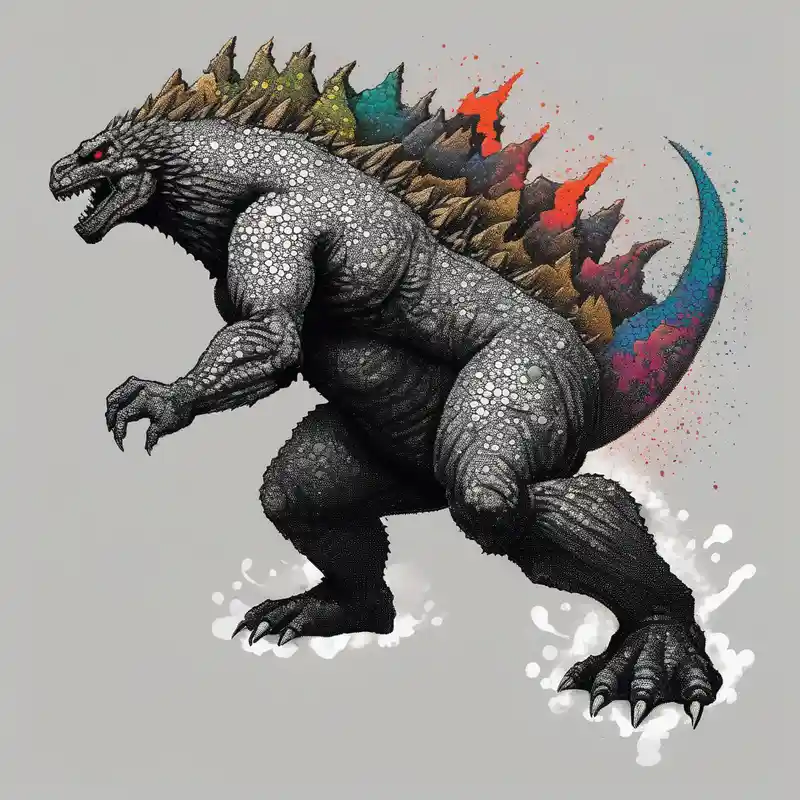 dotwork style Godzilla Tattoo Ideas in 2025 about godzilla and full body