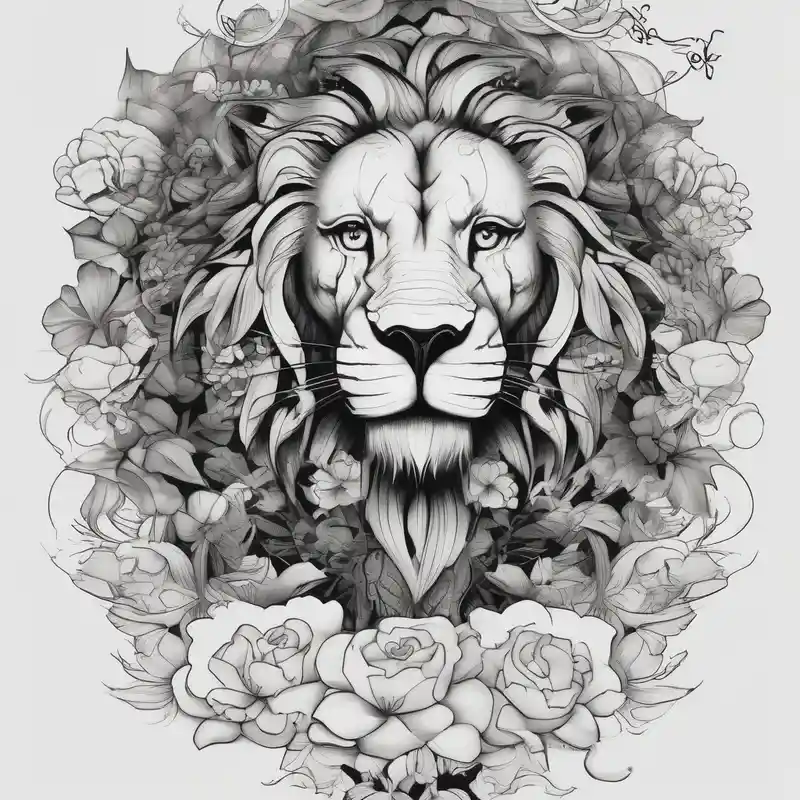 blackwork style 2025年のタトゥーアイディア：ブルーアイズライオンタトゥー about Forearm sleeve tattoo including lion clouds jasmine flower names dates covering the whole forearm half-sleeve--for-men and Forearm sleeve tattoo including lion clouds jasmine flower names dates covering the whole forearm half-sleeve--for-men