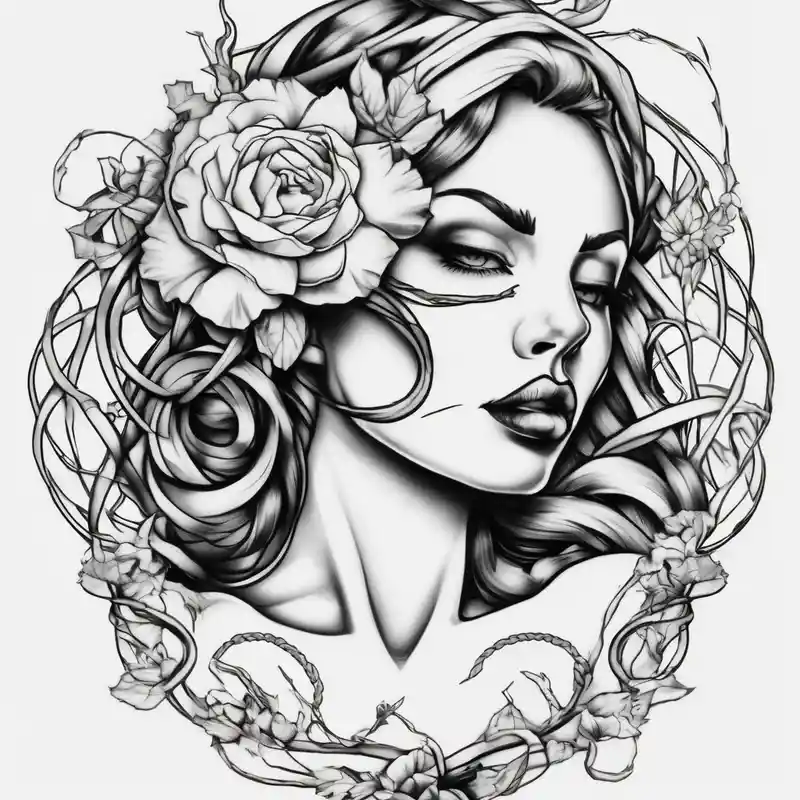 sketch style Ideas para tatuajes de media manga para hombres en 2025 & Generar gratis about Pin up picture arm sleeve. With October flower November flower December flower rope figure 8 knot half-sleeve--for-men and Pin up picture arm sleeve. With October flower November flower December flower rope figure 8 knot half-sleeve--for-men