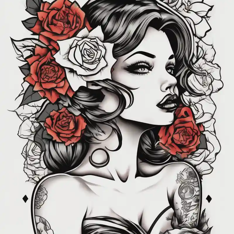 old school style Idées de Tatouages Demi-Manche pour Homme en 2025 &Générer gratuitement about Pin up picture arm sleeve. With October flower November flower December flower half-sleeve--for-men and Pin up picture arm sleeve. With October flower November flower December flower half-sleeve--for-men