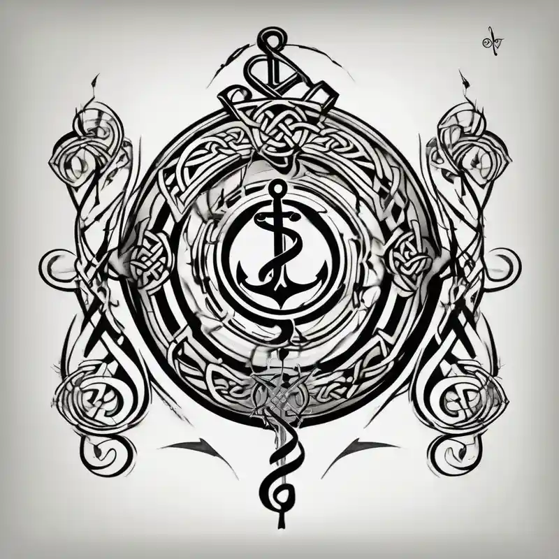 geometric style Half Sleeve Tattoo Ideas and Designs in 2024 about Celtic styling and anchor