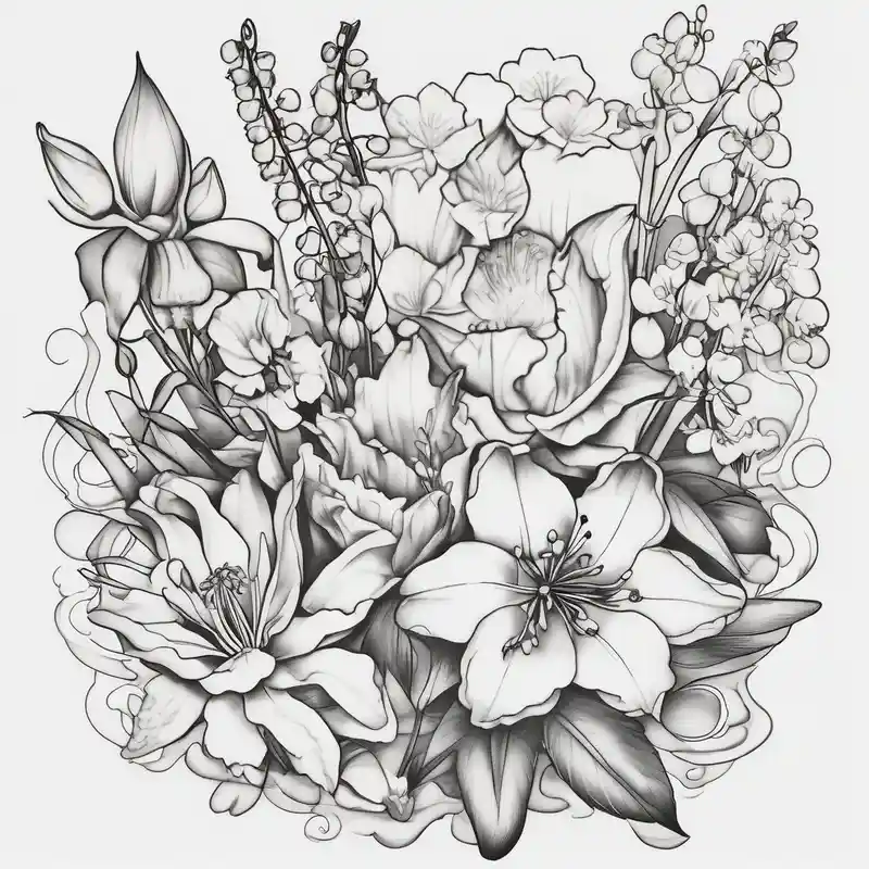 old school style Half Sleeve Tattoo Ideas and Designs in 2024 about Larkspur and Lily of the valley