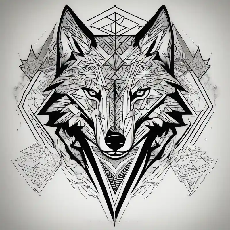 blackwork style Wolf Tattoos Tattoo Ideas in 2024 about A drawing geometrically half eagle and half wolf half-sleeve-for-men and A drawing geometrically half eagle and half wolf half-sleeve-for-men