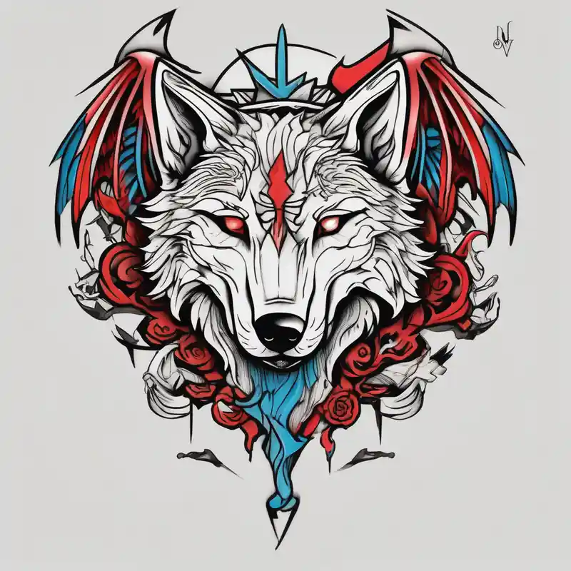 old school style Wolf Tattoos Tattoo Ideas in 2025 & free generation about Half wolf half angel half-sleeve-for-men and Half wolf half angel half-sleeve-for-men