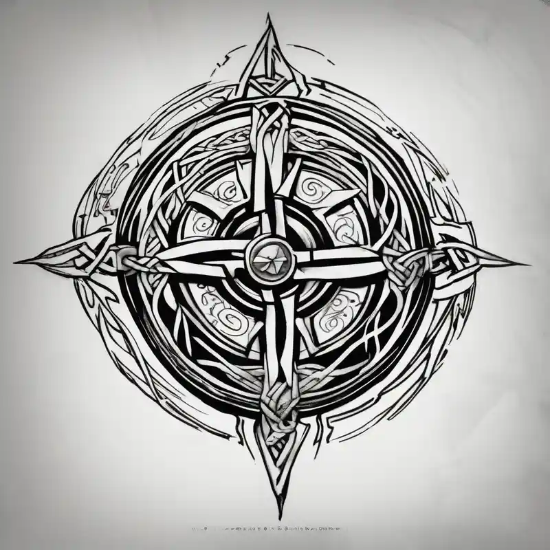 sketch style Compass Tattoo Designs and Meanings about Celtic Viking sleeve tattoo with Viking compass half-sleeve-for-men and Celtic Viking sleeve tattoo with Viking compass half-sleeve-for-men