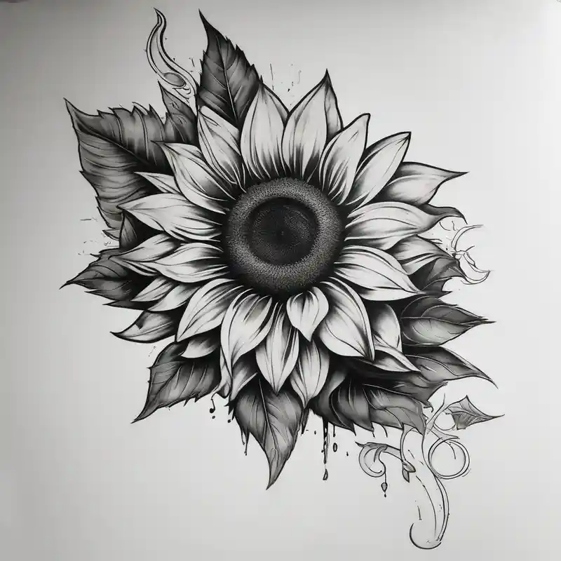 black and white style Flower Tattoo Ideas and Designs in 2024 about Sunflower sleeve half-sleeve-for-men and Sunflower sleeve half-sleeve-for-men