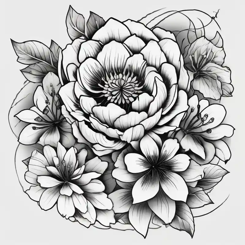 black and white style Sleeve Tattoo Ideas and Designs in 2024 about traditional Japanese flowers and whole sleeve half-sleeve-for-men