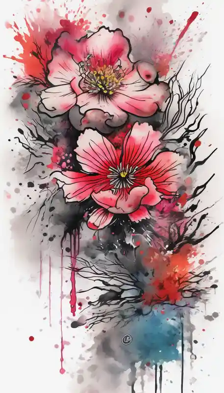 watercolor style Sleeve Tattoo Ideas and Designs in 2024 about traditional Japanese flowers and whole sleeve half-sleeve-for-men