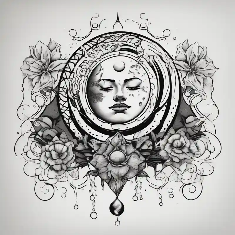 blackwork style Sun Tattoo Designs and Meanings about Water element and with half a sun