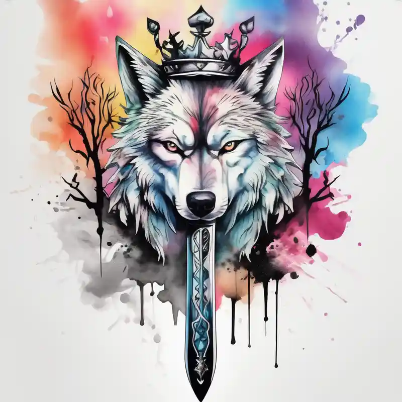 watercolor style Tree Tattoo Ideas and Designs in 2024 about Create a vision of arm tattoo sleeve with combination of sword and crown