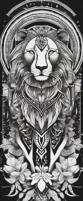 minimalist style Lion Tattoo Ideas and Designs in 2024 about leg full sleeve for men and includes mandalas