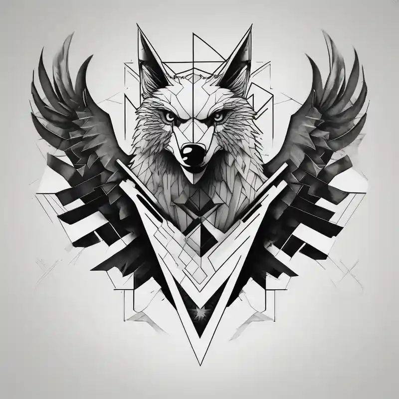 black and white style Wolf Tattoos Tattoo Ideas in 2024 about A drawing geometrically half eagle and half wolf half-sleeve-for-men and A drawing geometrically half eagle and half wolf half-sleeve-for-men