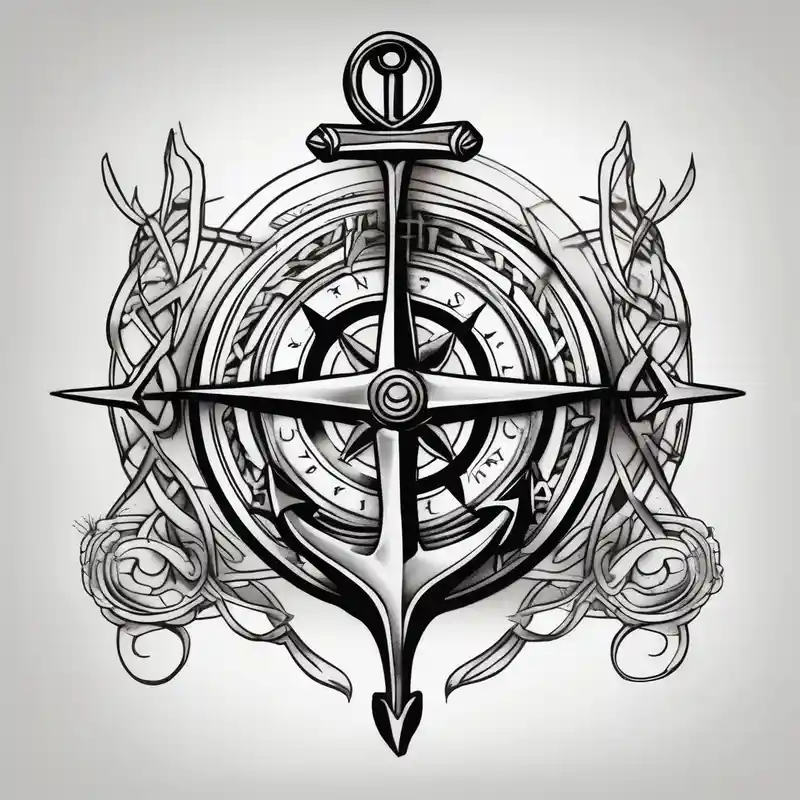 realistic style Compass Tattoo Designs and Meanings about Celtic nautical scene and forearm