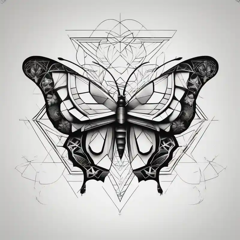 geometric style Butterfly Tattoo Ideas in 2024 about Half Butterfly and half ladybug half-sleeve and Half Butterfly and half ladybug half-sleeve